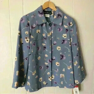 Harve Benard Button Down Lightweight Floral Polyester Top Jacket Size 6P